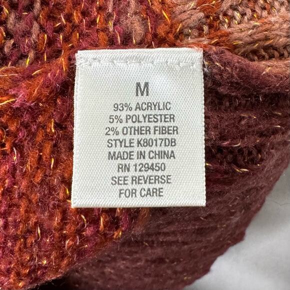 DRESSBARN / orange red gold metallic ombré open knit sweater / M - Picture 6 of 8